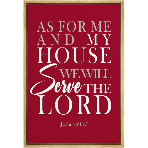 IDEA4WALL Framed Canvas Print Faith-Inspired As for Me and My House, We Will Serve the Lord Illustrations Wall Art Contemporary Relax/Calm for Living Room, Bedroom, Office - 24"x36" NATURAL