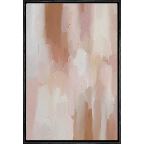 IDEA4WALL Framed Canvas Print Gray & Brown White Pastel Watercolors Abstract Wall Art Modern Artwork Decor Bohemian Colorful Relax/Zen for Living Room, Bedroom - Black 16"x24"