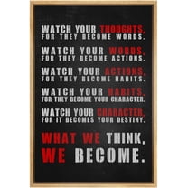 IDEA4WALL Framed Canvas Print Inspirational Watch Your Thoughts Motivational Quote Illustrations Wall Art Contemporary Relax/Calm Artwork for Living Room, Bedroom, Office - 24"x36" NATURAL