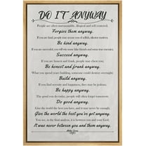IDEA4WALL Framed Canvas Print Kindness and Compassion Quote Mother Teresa's Do It Anyway Inspirational Illustrations Wall Art Relax/Calm for Living Room, Bedroom, Office - 24"x36" NATURAL