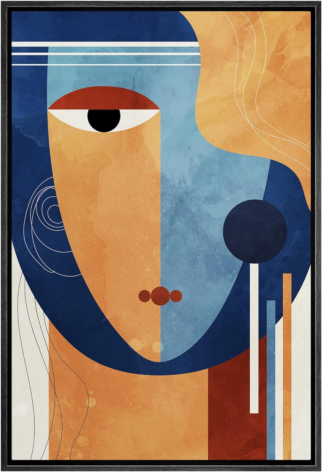 IDEA4WALL Framed Canvas Print Mid-Century Chic Geometric Woman