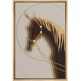 thumbnail image 1 of IDEA4WALL Framed Canvas Print Mid-Century Geometric Brown Gold Horse Silhouette Animals Funny Wall Art Preppy Room Decor Bohemian Colorful Minimalism Artwork - Natural 16"x24", 1 of 5