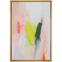 IDEA4WALL Framed Canvas Print Pastel Green, Yellow & Pink Color Field Abstract Wall Art Modern Artwork Decor Bohemian Minimalism Relax/Zen for Living Room, Bedroom - Natural 16"x24"