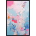 thumbnail image 1 of IDEA4WALL Framed Canvas Print Pink Baby Pastel Blue Landscape Abstract Geometric Wall Art Minimalism Decorative Colorful Mid-Century Illustration for Living Room, Bedroom - Black 24"x36", 1 of 5