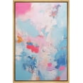 thumbnail image 1 of IDEA4WALL Framed Canvas Print Pink Baby Pastel Blue Landscape Abstract Geometric Wall Art Minimalism Decorative Colorful Mid-Century Illustration for Living Room, Bedroom - Natural 24"x36", 1 of 5