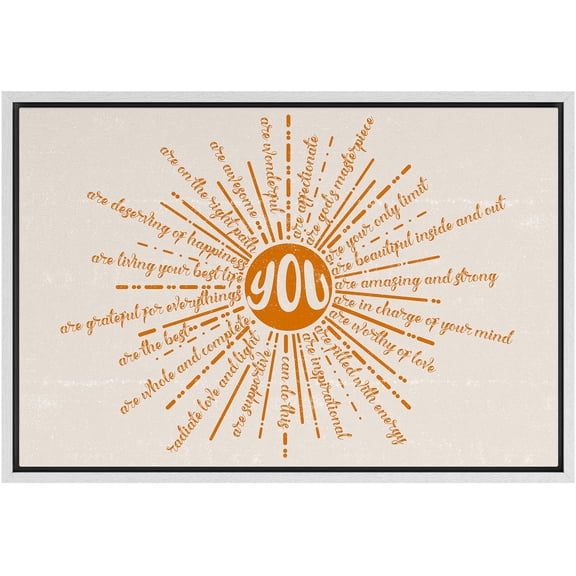 IDEA4WALL Framed Canvas Print Radiant Affirmations Uplifting Inspirational Quotes Illustrations Wall Art Abstract Contemporary Relax/Calm for Living Room, Bedroom, Office - 16"x24" WHITE