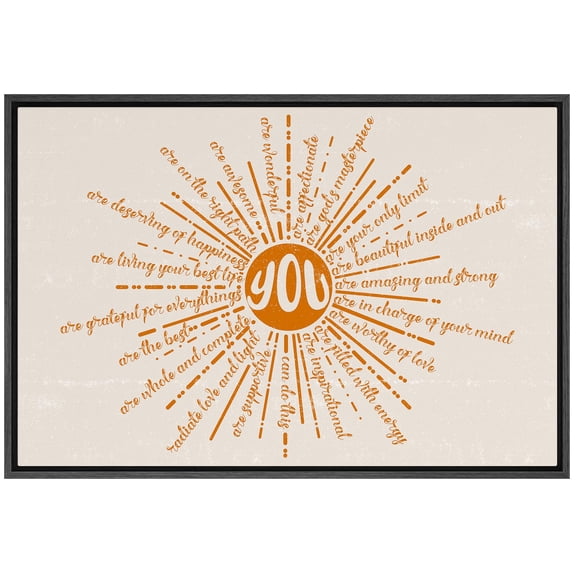 IDEA4WALL Framed Canvas Print Radiant Affirmations Uplifting Inspirational Quotes Illustrations Wall Art Abstract Contemporary Relax/Calm for Living Room, Bedroom, Office - 16"x24" BLACK