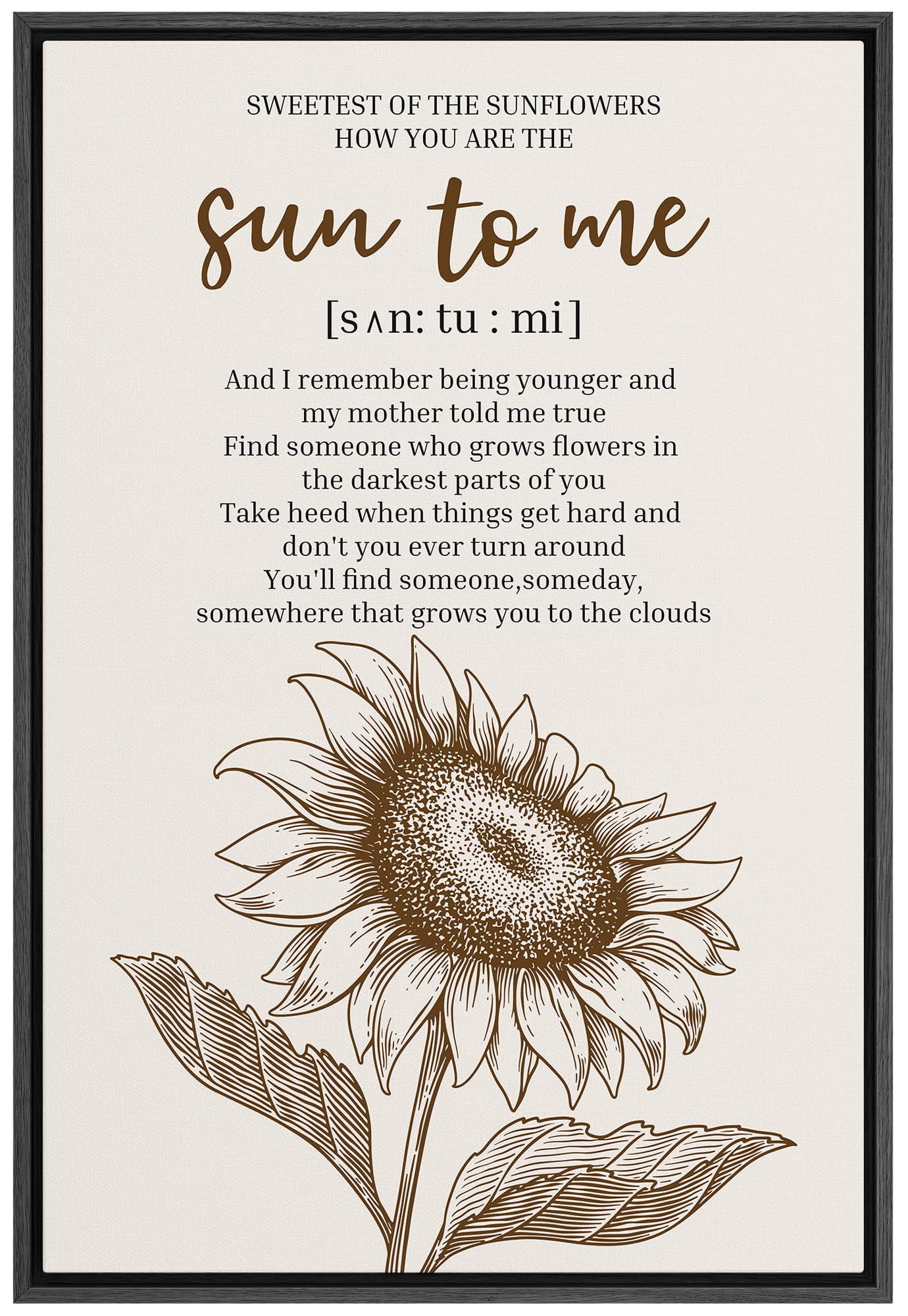 IDEA4WALL Framed Canvas Print Sunflower Wisdom Inspirational Poem with Phonetic Illustrations Wall Art Contemporary Romantic Relax/Calm for Living Room, Bedroom, Office - 16 idea4wall-framed-canvas-print-sunflower-wisdom-inspirational-poem-with-phonetic-illustrations-wall-art-contemporary-romantic-relax-calm-for-living-room-bedroom-office-16-x24-black-walmart-business-supplies