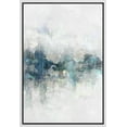 thumbnail image 1 of IDEA4WALL Framed Canvas Print Teal Gray Watercolor Grunge Landscape Abstract Shapes Wall Art Modern Art Decor Illustrations Bohemian Relax/Calm for Living Room, Bedroom - White 24"x36", 1 of 5