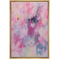 IDEA4WALL Framed Canvas Print Teal Vibrant Pink Pastel Paint Strokes Abstract Wall Art Modern Artwork Decor Bohemian Colorful Relax/Zen for Living Room, Bedroom - Natural 16"x24"