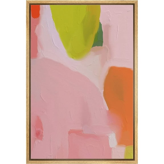 IDEA4WALL Framed Canvas Print Vibrant Pink Orange Pastel Watercolors Abstract Wall Art Modern Artwork Decor Bohemian Colorful Relax/Zen for Living Room, Bedroom - Natural 16"x24"
