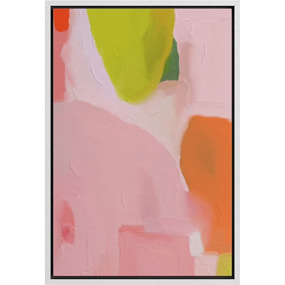 IDEA4WALL Framed Canvas Print Vibrant Pink Orange Pastel Watercolors Abstract Wall Art Modern Artwork Decor Bohemian Colorful Relax/Zen for Living Room, Bedroom - White 24"x36"