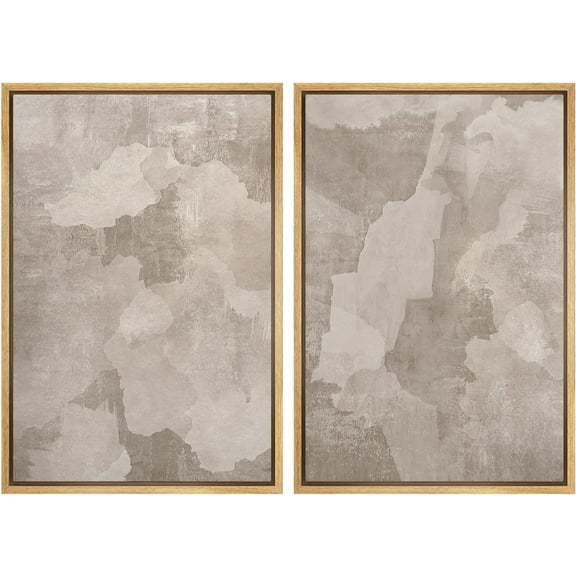 IDEA4WALL Framed Canvas Print Wall Art Abstract Earthy Beige Tones Illustrations Modern Art Decorative Pastel Brown Digital Art Contemporary for Living Room, Bedroom, Office - 16"x24"x2 Natural