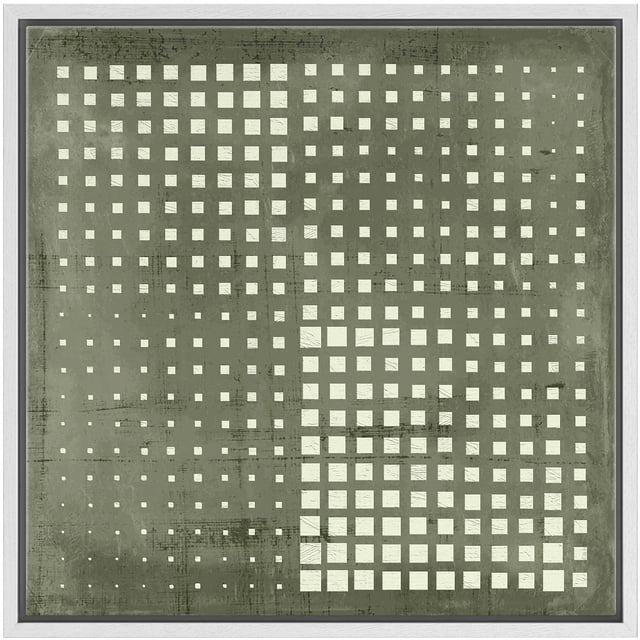IDEA4WALL Framed Canvas Print Wall Art Abstract Grayscale Dot Matrix Illustrations Modern Art Geometric Pattern Wall Decorative Relax/Calm Comtenporary for Rooms - 16"x16" WHITE