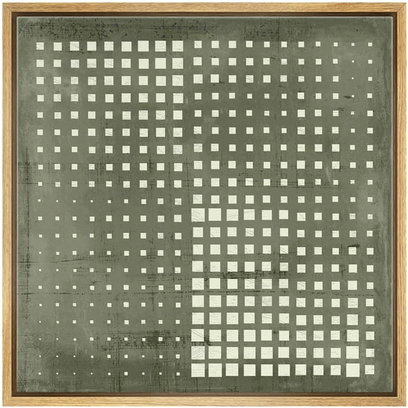 IDEA4WALL Framed Canvas Print Wall Art Abstract Grayscale Dot Matrix Illustrations Modern Art Geometric Pattern Wall Decorative Relax/Calm Comtenporary for Rooms - 24"x24" NATURAL
