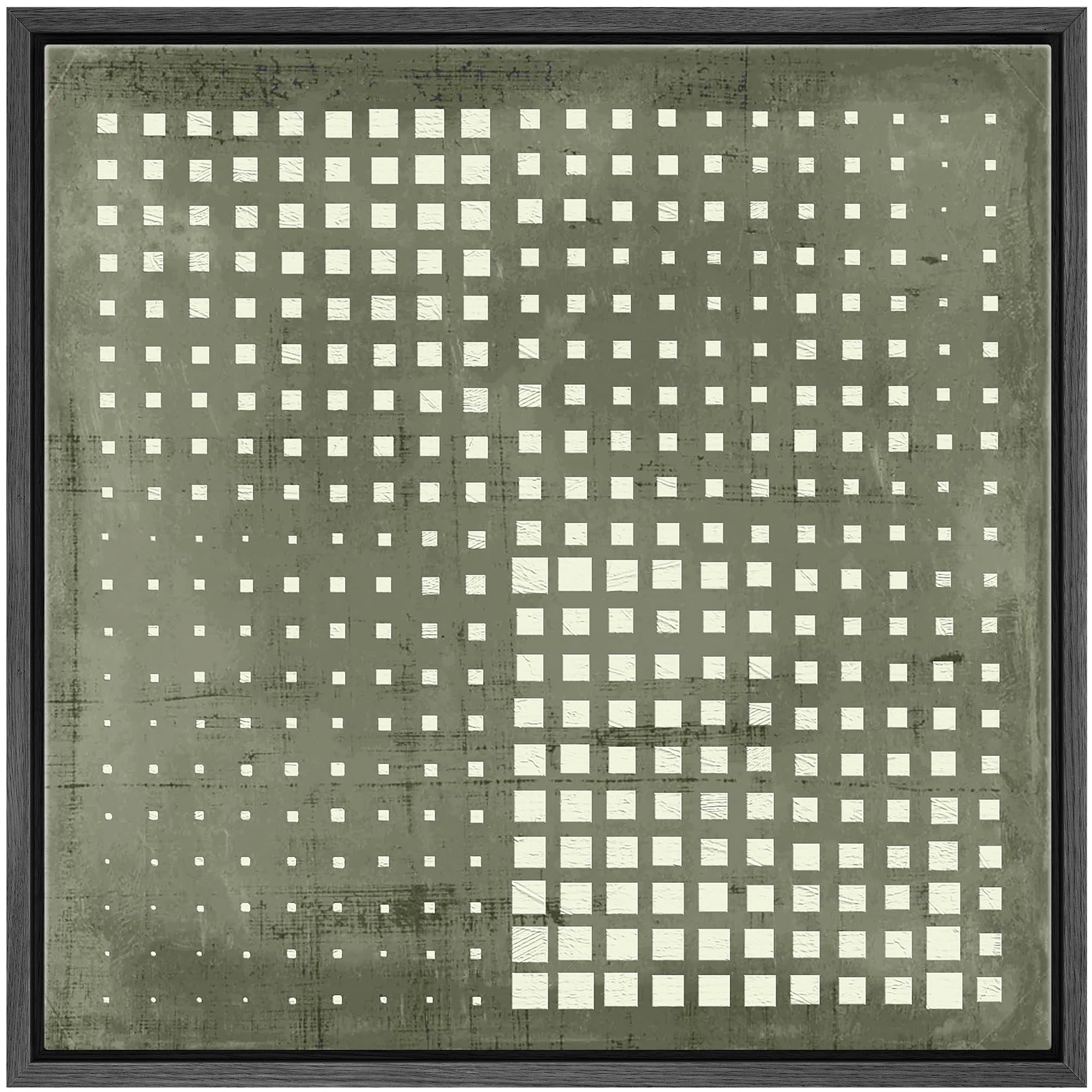 IDEA4WALL Framed Canvas Print Wall Art Abstract Grayscale Dot Matrix ...
