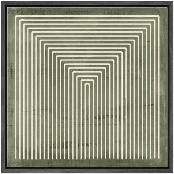 IDEA4WALL Framed Canvas Print Wall Art Abstract Lines Geometric Concentric Squares Illustrations Modern Art Wall Decorative Artwork Relax/Calm Comtenporary for Rooms - 24"x24" BLACK