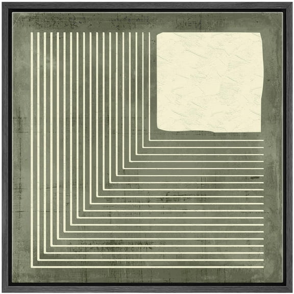 IDEA4WALL Framed Canvas Print Wall Art Abstract Lines and Square Geometric Monochrome Design Illustrations Modern Art Wall Decorative Relax/Calm Comtenporary for Rooms - 16"x16" BLACK