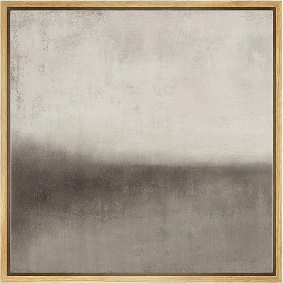 IDEA4WALL Framed Canvas Print Wall Art Abstract Pastel Monochrome Gradient Neutral Tones Landscape Nature Wilderness Scenery Wall Decorative Relax/Calm Cool for Rooms - 24"x24" NATURAL