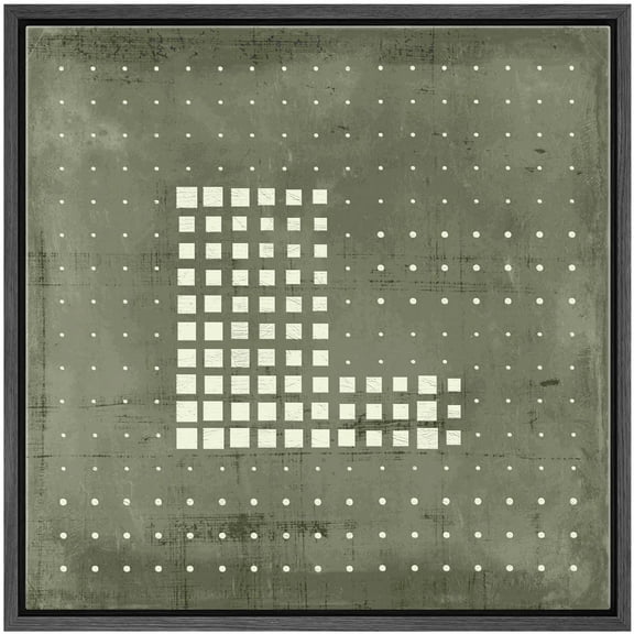 IDEA4WALL Framed Canvas Print Wall Art Abstract Spotted Grid Monochrome Dotted Illustrations Modern Art Geometric Pattern Wall Decorative Relax/Calm Comtenporary for Rooms - 16"x16" BLACK