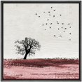 thumbnail image 1 of IDEA4WALL Framed Canvas Print Wall Art Birds Fly over Pink Field with Tree Animals Landscape Nature WildLife Scenery Wall Decorative Rustic Scenic Relax/Calm for Rooms - 16"x16" Black, 1 of 5