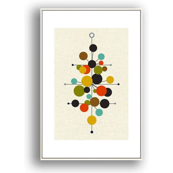 IDEA4WALL Framed Canvas Print Wall Art Black & Gold Abstract Flowers Geometric Shapes Illustrations Modern Art Chic Colorful for Living Room, Bedroom, Office - 24"x36" White