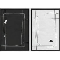 IDEA4WALL Framed Canvas Print Wall Art Black and White Line Art Polygon Collage Abstract Shapes Modern Boho Relax/Calm Chic for Living Room, Bedroom, Office - 24"x36"x2 Black