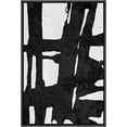thumbnail image 1 of IDEA4WALL Framed Canvas Print Wall Art Bold Ink Stroke with Grid and Texture Abstract Brushstroke Illustrations Minimalism Expressive Black & White Art for Living Room, Bedroom, Office - Black 16"x24", 1 of 5