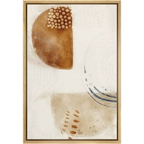 IDEA4WALL Framed Canvas Print Wall Art Brown & Biege & White Organic Circles and Lines Geometric Shapes Illustrations Artwork Minimalism Modern for Living Room, Bedroom, Office - Natural 16"x24"