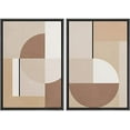 thumbnail image 1 of IDEA4WALL Framed Canvas Print Wall Art Brown and White Mid-Century Geometric Symbols Abstract Shapes Modern Boho Relax/Calm Chic for Living Room, Bedroom, Office - 16"x24"x2 Black, 1 of 5