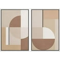 thumbnail image 1 of IDEA4WALL Framed Canvas Print Wall Art Brown and White Mid-Century Geometric Symbols Abstract Shapes Modern Boho Relax/Calm Chic for Living Room, Bedroom, Office - 24"x36"x2 White, 1 of 5
