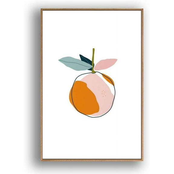 IDEA4WALL Framed Canvas Print Wall Art Faded Texture Green Monster Plant Geometric Shapes Illustrations Modern Art Chic Colorful for Living Room, Bedroom, Office - 24"x36" Natural