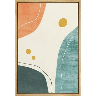 IDEA4WALL Framed Canvas Print Wall Art Geometric Pastel Vibrant Polygon Collage Abstract Shape Illustrations Modern Art Decorative Bohemian for Living Room, Bedroom, Office - Natural 16"x24"