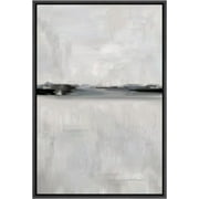 IDEA4WALL Framed Canvas Print Wall Art Gray Minimal Pastel Landscape Print Abstract Shapes Illustration Modern Art Decore Nordic Chic Relax/Zen for Living Room, Bedroom, Office - Black 24"x36"