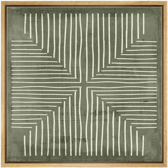IDEA4WALL Framed Canvas Print Wall Art Grayscale Linear Pattern Abstract Stick Figure Illustrations Modern Art Geometric Wall Decorative Relax/Calm Comtenporary for Rooms - 24"x24" NATURAL