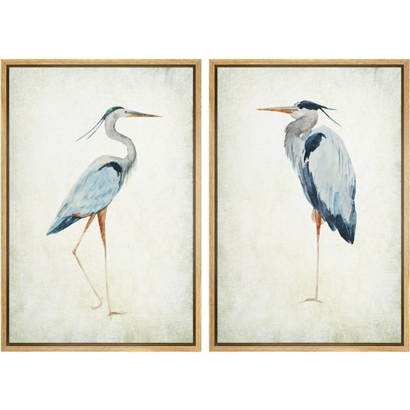 IDEA4WALL Framed Canvas Print Wall Art Heron Birds Design Illustrations Nature Animals Modern Art Decor Calm/Relax Bohemian Colorful Artwork for Living Room, Bedroom, Office -