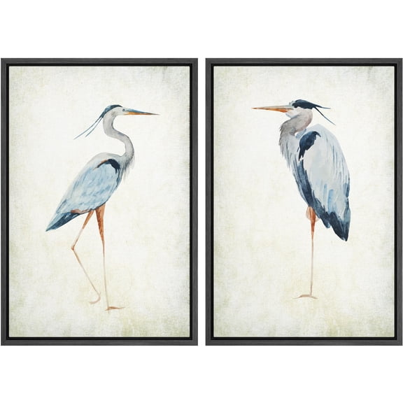 IDEA4WALL Framed Canvas Print Wall Art Heron Birds Design Illustrations Nature Animals Modern Art Decor Calm/Relax Bohemian Colorful Artwork for Living Room, Bedroom, Office -