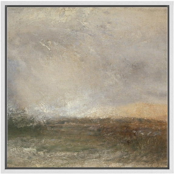 IDEA4WALL Framed Canvas Print Wall Art Impressionist Seascape - Abstract Ocean and Sky Landscape Nature Wilderness Scenery Abstract Wall Decorative Relax/Calm Cool for Rooms - 24"x24" WHITE