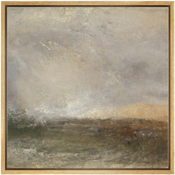 IDEA4WALL Framed Canvas Print Wall Art Impressionist Seascape - Abstract Ocean and Sky Landscape Nature Wilderness Scenery Abstract Wall Decorative Relax/Calm Cool for Rooms - 16"x16" NATURAL