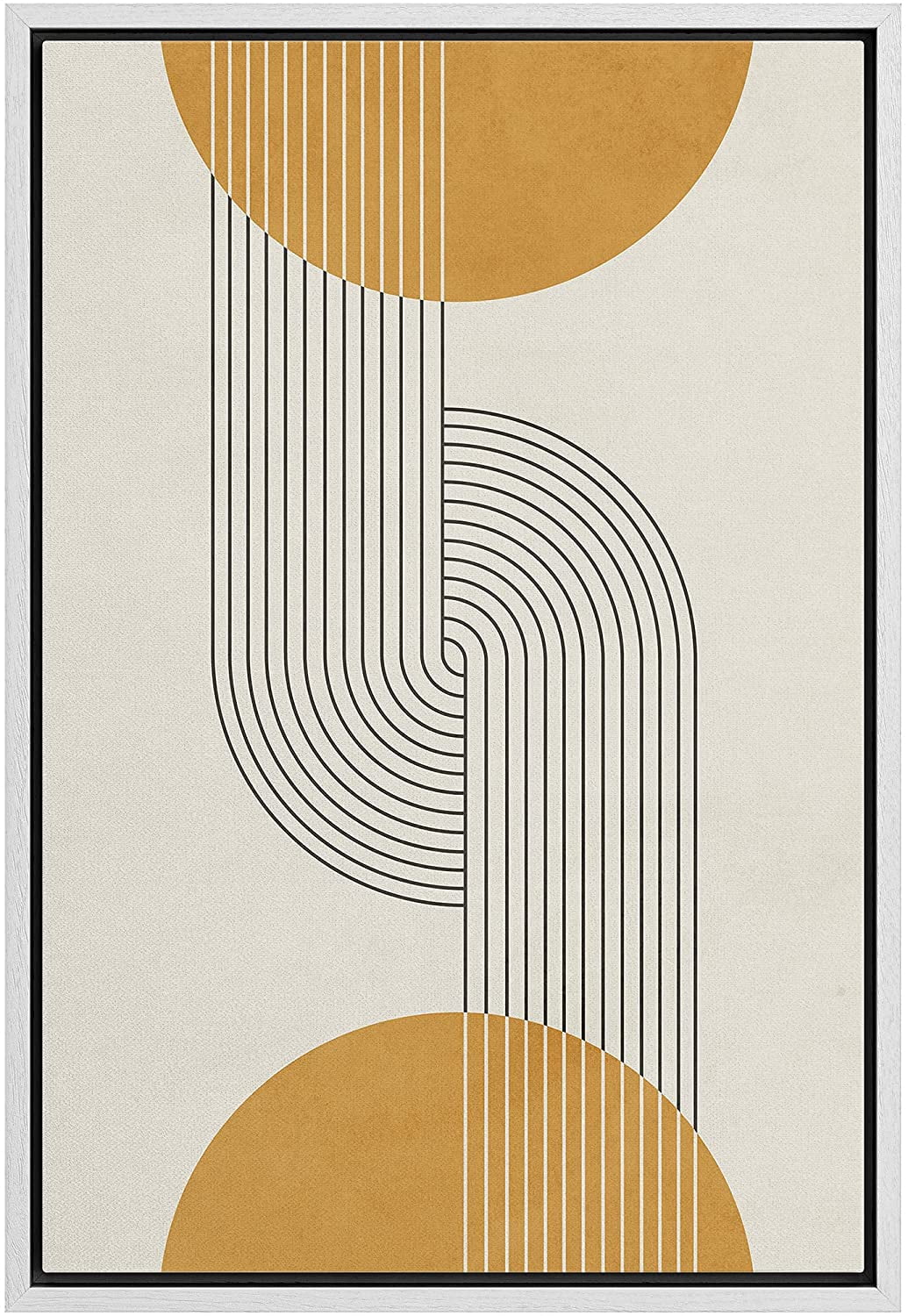 White Framed Geometric Abstract Canvas Print, 24"x36"