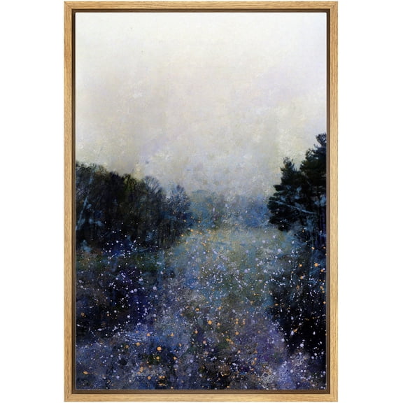 IDEA4WALL Framed Canvas Print Wall Art Misty Forest Atmospheric Illustrations Pastel Nature Floral Field Landscape Modern Digital Art Bohemian Abstract Artwork for Home Decor - Natural 24"x36"