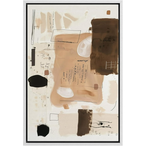 IDEA4WALL Framed Canvas Print Wall Art Modern Abstract Collage Unique Illustrations Minimalism Pop Art Graffiti Wall Decorative Colorful Nordic for Living Room, Bedroom, Office - White 16"x24"