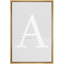 IDEA4WALL Framed Canvas Print Wall Art Modern Minimalist Letter 'A' Illustration Black & White Geometric Digital Art Wall Decoration Clam/Relax for Living Room, Bedroom, Office - Natural 24"x36"