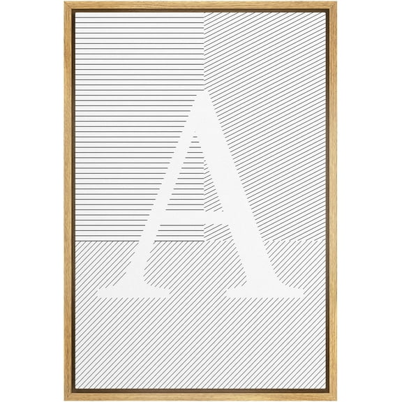 IDEA4WALL Framed Canvas Print Wall Art Modern Minimalist Letter 'A' Illustration Black & White Geometric Digital Art Wall Decoration Clam/Relax for Living Room, Bedroom, Office - Natural 24"x36"
