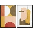 thumbnail image 1 of IDEA4WALL Framed Canvas Print Wall Art Multicolor Mid-Century Semi-Circle Polygon Collage Abstract Shapes Modern Boho Chic for Living Room, Bedroom, Office - 24"x36"x2 Black, 1 of 5