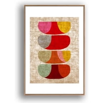 IDEA4WALL Framed Canvas Print Wall Art Multicolor Plant in Blue Vase Geometric Shapes Illustrations Modern Art Chic Colorful for Living Room, Bedroom, Office - 24"x36" Natural