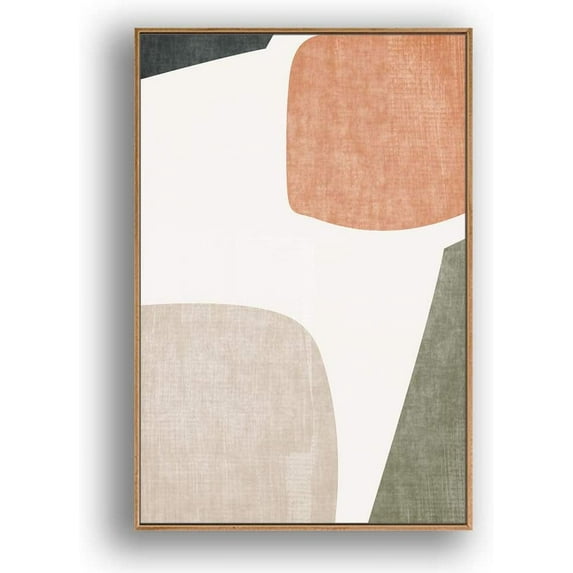 IDEA4WALL Framed Canvas Print Wall Art Multicolor Textured Transparent Green Color Blocks Geometric Shapes Illustrations Modern Art Chic Colorful for Living Room, Bedroom, Office - 16"x24" Natural