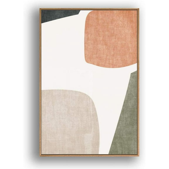 IDEA4WALL Framed Canvas Print Wall Art Multicolor Textured Transparent Green Color Blocks Geometric Shapes Illustrations Modern Art Chic Colorful for Living Room, Bedroom, Office - 16"x24" Natural