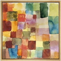 IDEA4WALL Framed Canvas Print Wall Art Pastel Watercolor Abstract Squares - Soft Texture Colorful Blocks Modern Art Wall Decorative Relax/Calm Warm for Rooms - 24"x24" NATURAL