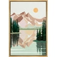 thumbnail image 1 of IDEA4WALL Framed Canvas Print Wall Art Pastel Winter Mountain Forest Lake Reflection Landscape Art Nature Wilderness Illustrations Modern Art Decorative Rustic Zen For Home - 24"x36" Natural, 1 of 5